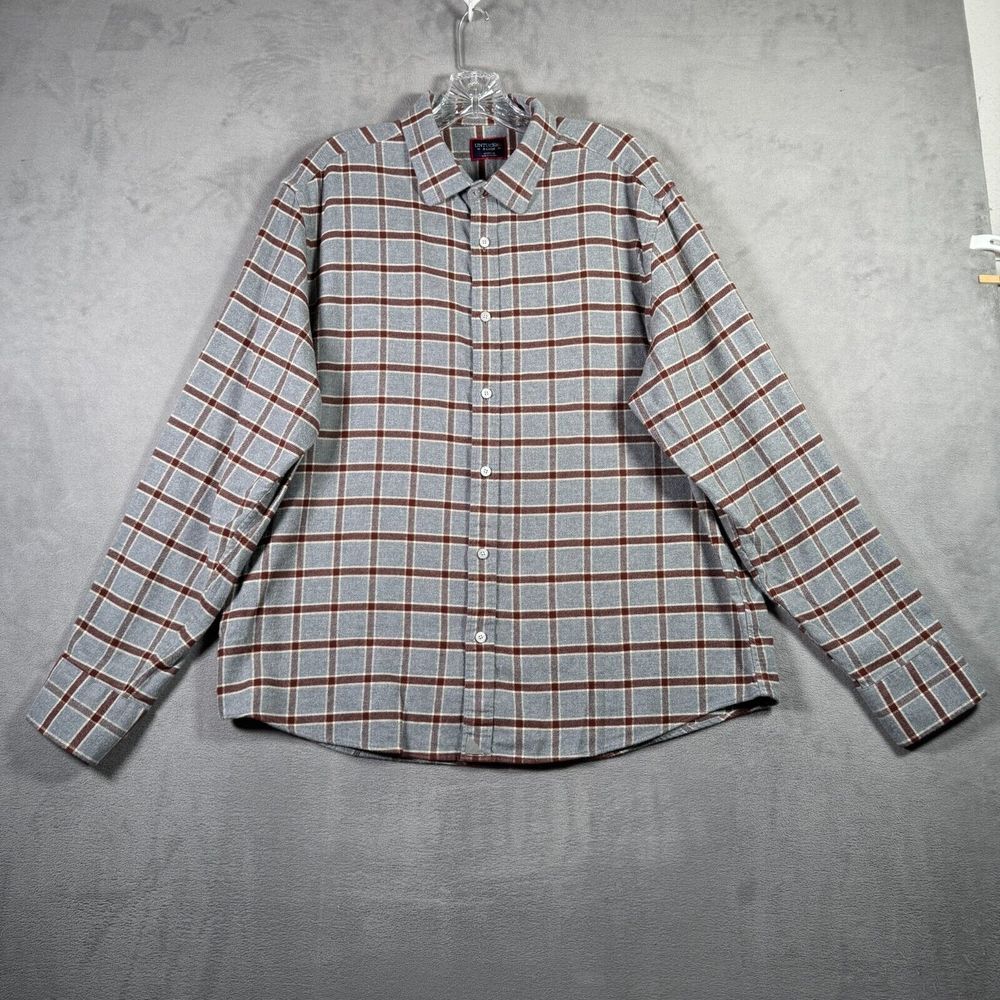 UNTUCKit Shirt Mens Size XL Gray Red Plaid Flannel Button Long Sleeve Outdoor